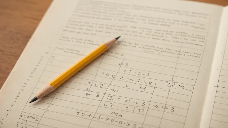 Math textbook open to a fractions page with pencil annotations