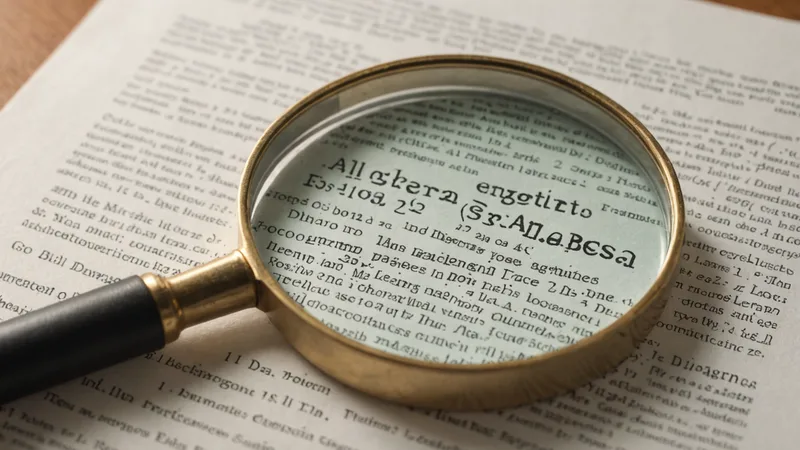 Magnifying glass over a mathematical equation on paper