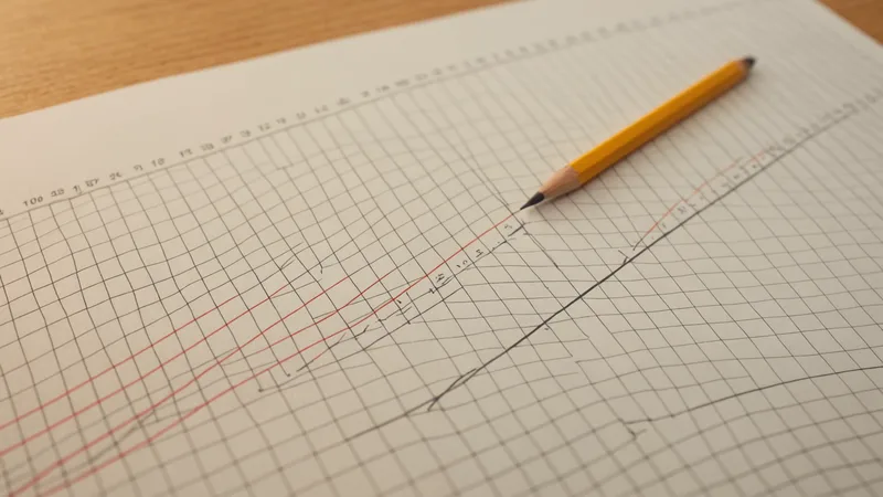 Project planning timeline chart on paper with pencil